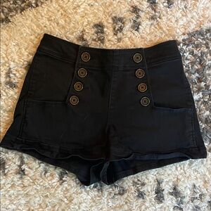 Express Black High Waist Double Breasted Button Shorts